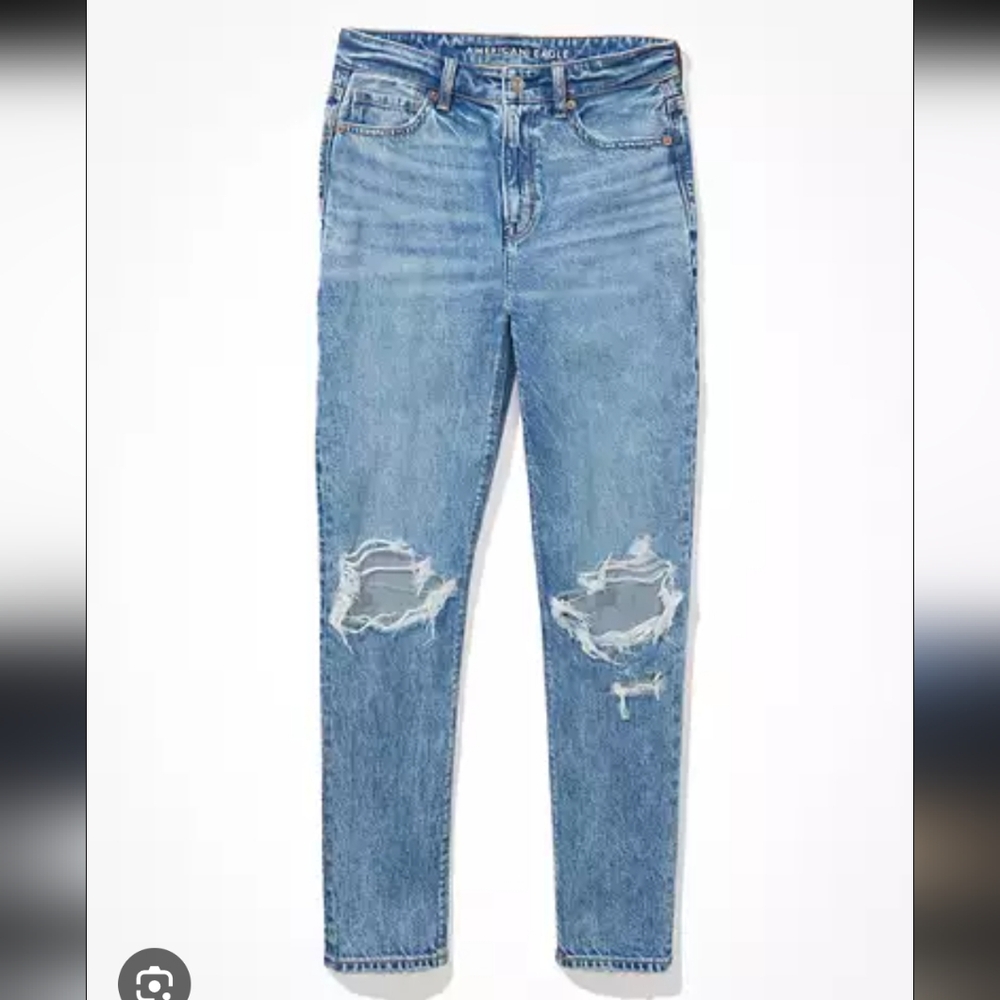 American Eagle Strigid Distressed Mom Jeans